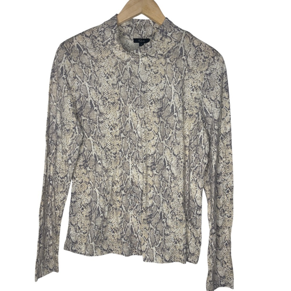 Rails “Ray” Ivory Snakeskin Print Long Sleeve Top | Large